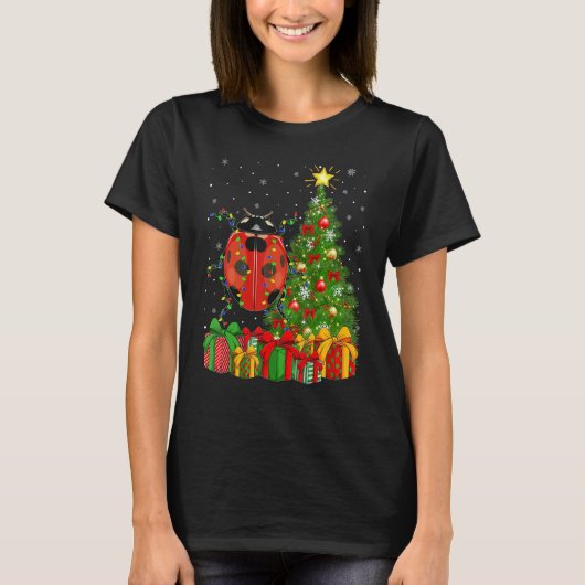 T-shirt Ladybug   Xmas Holiday Santa Ladybug Christmas Tre (Devant)