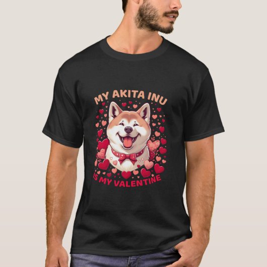 T-shirt L'affection Akita Inu célèbre l'amour avec la fidé (Devant)