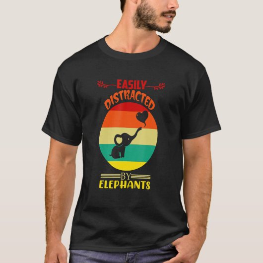T-shirt L'Afrique Des Animaux Éléphants Facilement Distrai (Devant)