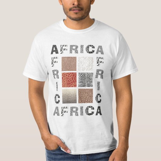 T-shirt L'Afrique - texte et animal sauvage de texture (Devant)