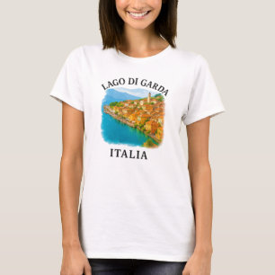 T-shirt Lago di Garda Italia Aquarelle Pittoresque Vue