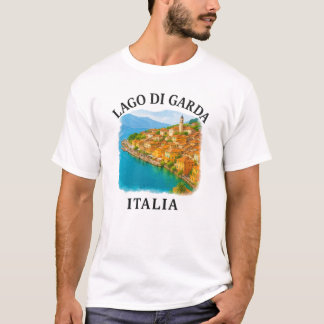 T-shirt Lago di Garda Italia Aquarelle Pittoresque Vue