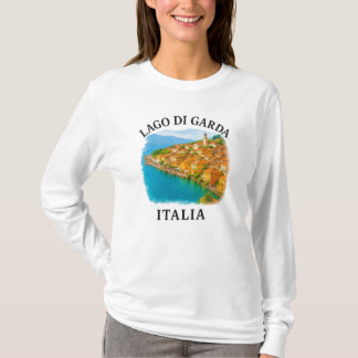 T-shirt Lago di Garda Italia Aquarelle Pittoresque Vue
