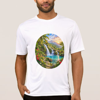 T-shirt Lagon de cascade tropicale Montagne Lever de solei