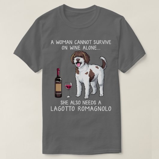 T-shirt Lagotto Romagnolo et vin Chien amusant (Design devant)