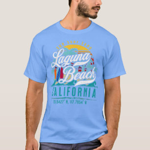 T-shirt Laguna Beach California Retro Sun Sand Surf Palm T