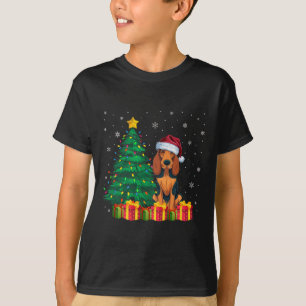 T-shirt Laid American Anglais Conhound Santa Hat Xmas Lig