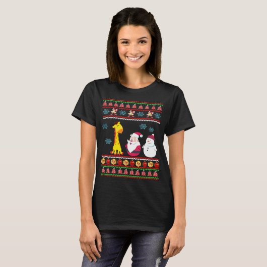 T-shirt laid de chandail de Noël du père noël (Devant entier)