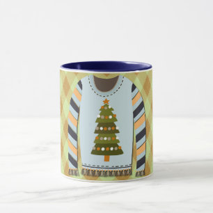 T-shirt laid mignon en vert et bleu Mug