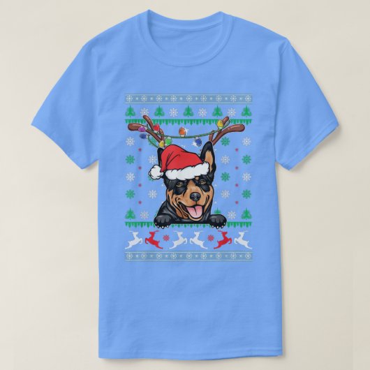 T-shirt Laid Noël australien Kelpie Reindeer Light Xm (Design devant)