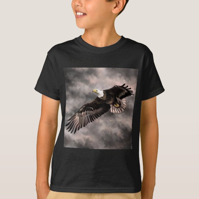 T-shirt L'aigle des chauves-souris américain vole dans les (Devant)