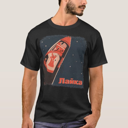 T-shirt Laika Space Dog Sur Le Navire Spoutnik Soviétique (Devant)