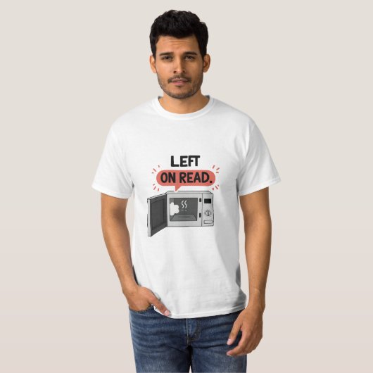 T-shirt "Laissé en lecture" Conversation micro-ondes bulle (Devant entier)