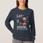 T-shirt Laisse-le SnowmanTee<br><div class="desc">Tête à manches longues mignonne pour les vacances d'hiver et les amoureux de la neige comprennent texte "Let it snow" et la joie des bonhomme de neige.</div>
