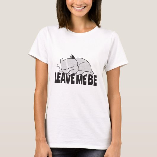T-shirt Laisse-moi être Lazy, chat endormi (Devant)
