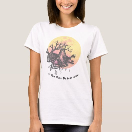 T-shirt Laisser La Lune Guide, Loup sur la Lune et Lettré  (Devant)