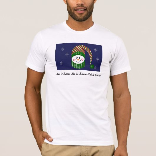 T-shirt Laisser la neige - Snowman avec Casquette rayé et (Devant)