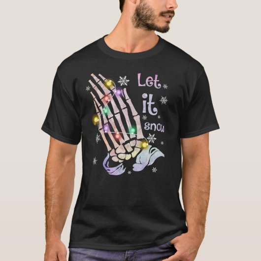 T-shirt Laisser neiger drôle hiver main squelette de Noël (Devant)