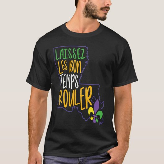T-shirt Laissez Les Bon Temps Rouler Nouvelle-Orléans Fleu (Devant)