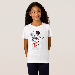 T-Shirt Laissez Neiger Joyeux Bonhomme de Neige Noël Fille