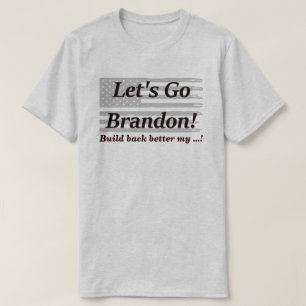 T-shirt Laissons Brandon Grey Drapeau US Construire de nou