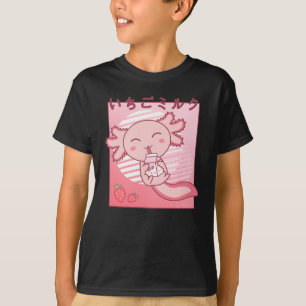 T-shirt Lait de fraise Axolotl Retro Kawaii Japon Axolotl