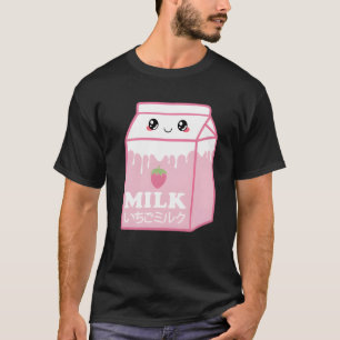 T-shirt Lait de fraise japonais Kawaii Pastel esthétique C