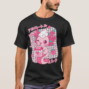 T-shirt Lait de fraise Kawaii Aolotl Shake Japonais Retro