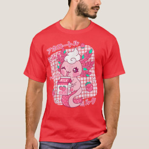 T-shirt Lait de fraise Kawaii Aolotl Shake Japonais Retro