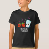 T-shirt Lait de fraise Shake Funny Food Pun Dark BG (Devant)