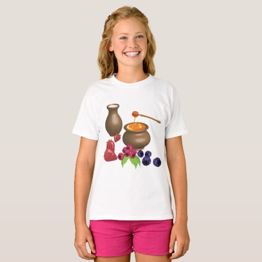 T-shirt Lait et miel avec baies Alimentation rustique (Devant entier)