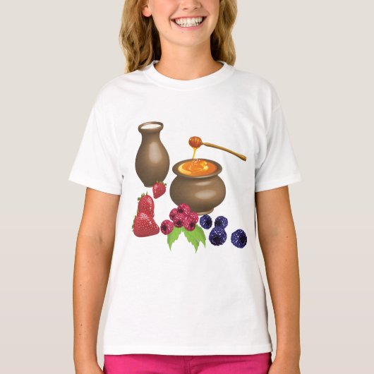 T-shirt Lait et miel avec baies Alimentation rustique (Devant)