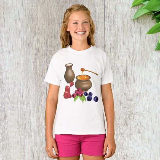 T-shirt Lait et miel avec baies Alimentation rustique