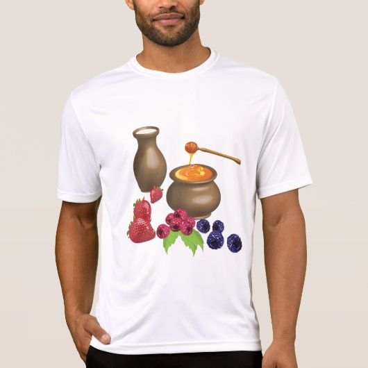 T-shirt Lait et miel avec baies Alimentation rustique (Devant)