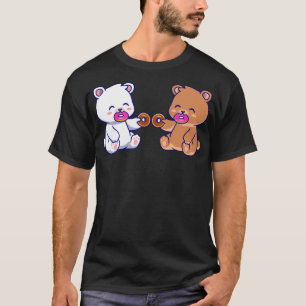 T-shirt Lait Mocha Ours mangeant des beignets cuits au fou
