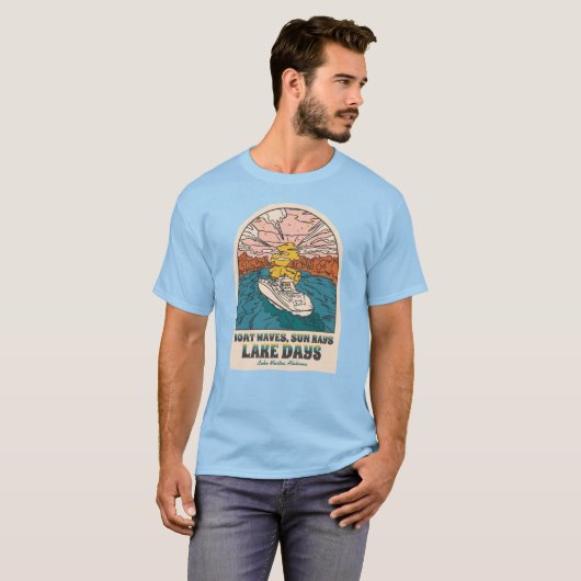 T-shirt Lake Martin Boat Waves Sun Rays Lake Days Custom (Devant entier)