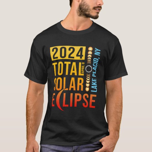 T-shirt Lake Placid New York Total Solar Eclipse 2024 (Devant)