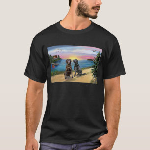 T-shirt Lake Road - Deux récupérateurs Labrador (Choc-Blk)