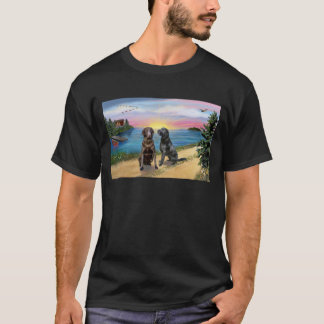 T-shirt Lake Road - Deux récupérateurs Labrador (Choc-Blk)