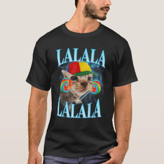 T-shirt Lalalalalalala Chat Drôle Avec Lollipop Bonbon Pou