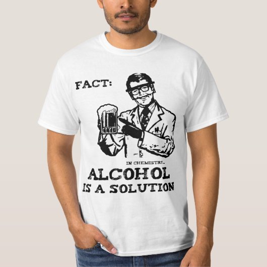 T-shirt L'alcool est une solution en chimie rétro (Devant)