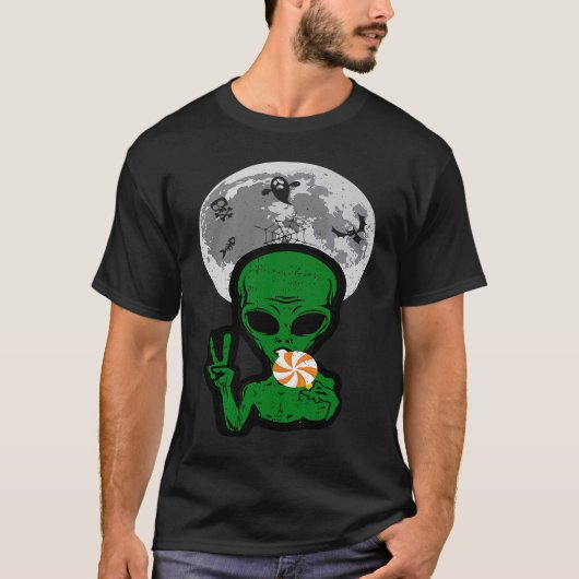 T-shirt L'Alien Manger Costume De Bonbons Halloween Fête C (Devant)