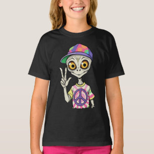 T-shirt L'Alien montre le signe de paix de la main 1