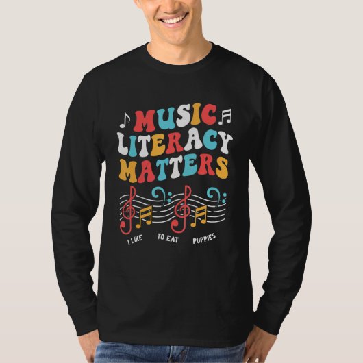T-shirt L'alphabétisation musicale compte I J'aime manger  (Devant)