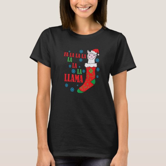 T-shirt Lama dans le choeur de Noël Père Noël (Devant)