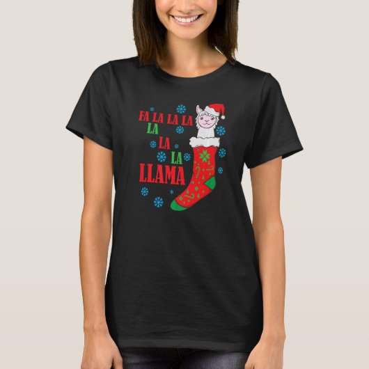 T-shirt Lama dans le choeur de Noël Père Noël (Devant)