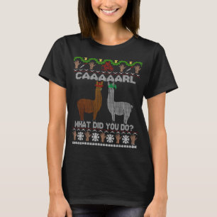 T-shirt lama drôle avec casquette Noël look carré ce qui a
