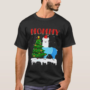 T-shirt lama Maman Chapeau de Père Noël Xmas Pyjama Famill