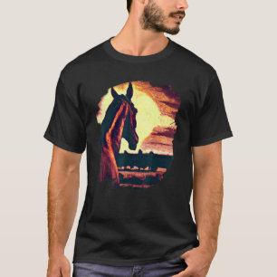 T-shirt Lamas de coucher de soleil Cheval Équitation Vinta