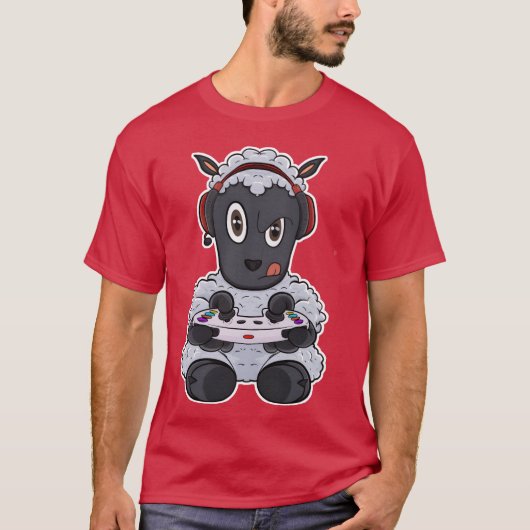 T-shirt Lamb With Gaming Controller I Funny Gaming I Gamer (Devant)